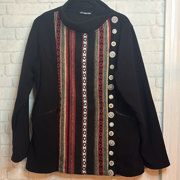 Leopards and Roses Short Fleece/Gheri Bone Button Jacket Size XL - Picture 3 of 11